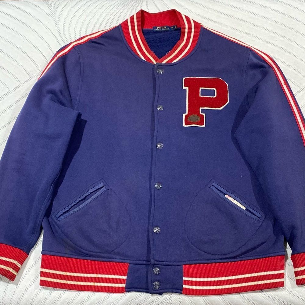 Polo Ralph Lauren Fleece Football Varsity Letterman Jacket Men's XL.